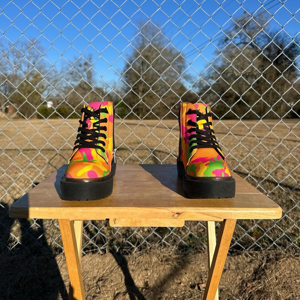 Multi-Coloured Canvas Platform Boots - image 2